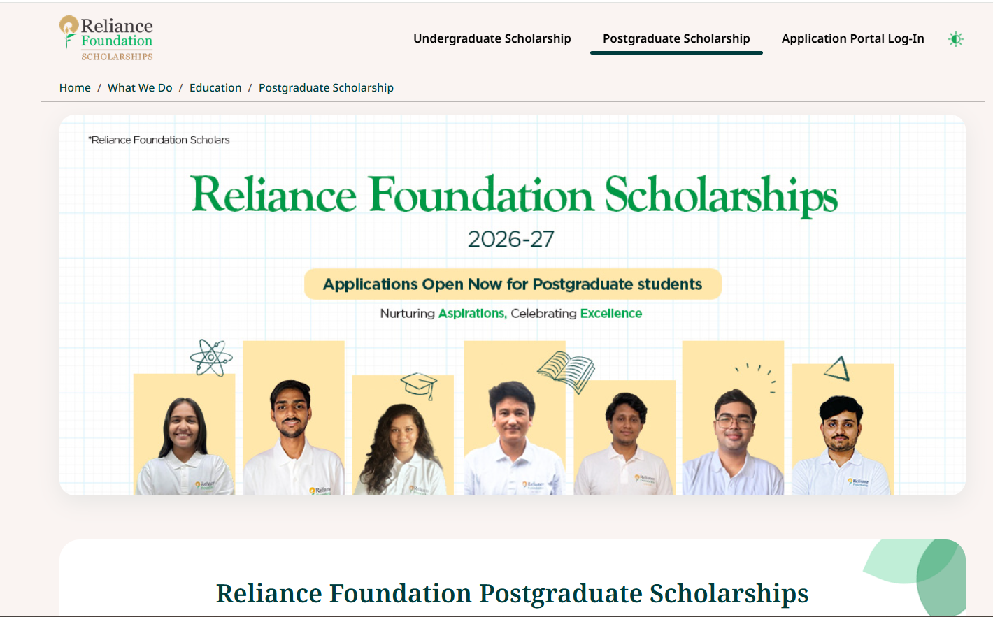 Reliance Foundation Postgraduate Scholarship